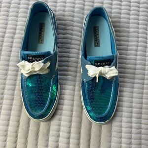 Beautiful turquoise sequined Sperry Top-Siders